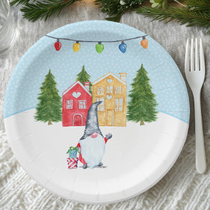 Launischer nordischer Weihnachts-Gnom Pappteller