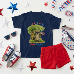 Launischer Patriotischer Waschbär 4. Juli Tier T- T-Shirt