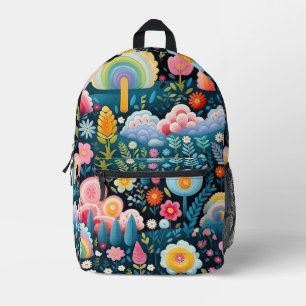 Launischer Regenbogen-Garten Blumige Fantasie-Must Bedruckter Rucksack