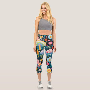 Launischer Regenbogen-Garten Blumige Fantasie-Must Capri Leggings