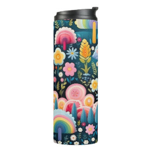 Launischer Regenbogen-Garten Blumige Fantasie-Must Thermosbecher