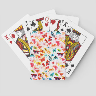 Launischer Regenbogenwald Schmetterling Aquarell Spielkarten