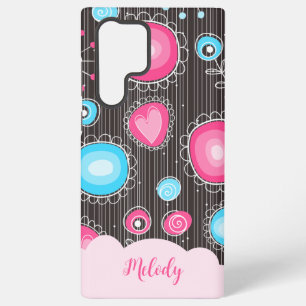 Launischer rosa blaue Herzen und Blumen blumiger N Samsung Galaxy Hülle