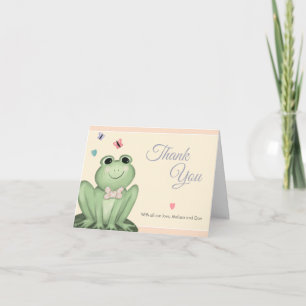 Launischer rosa Frosch-Baby-Shower-Cream-Blush Dankeskarte