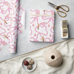 Launischer Rosa Nussknacker Candy Cane Bogen Geschenkpapier