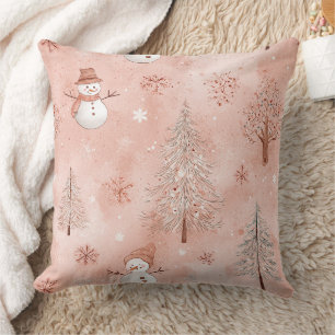 Launischer Rosa Schneemann Weihnachten - Winter (1 Kissen