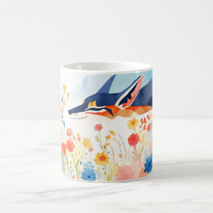 Launischer Schakal im blühenden Blumengarten Kaffeetasse