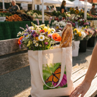 Launischer Schmetterling- und Blumenmarkt Jumbo Stoffbeutel