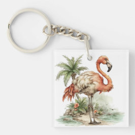 LAUNISCHER SOMMER FLAMINGO UND DELPHIN  SCHLÜSSELANHÄNGER