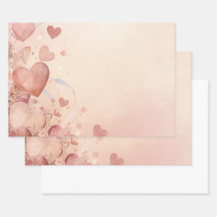 Launischer Staubiger Rosenherz-Kaskaden-Abstrakt Geschenkpapier Set