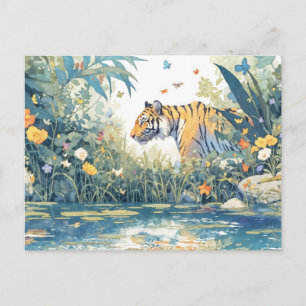 Launischer Tiger von Watercolor River Postkarte