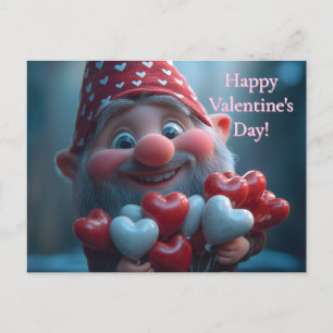 Launischer Valentins-Gnom mit Herzballons Feiertagspostkarte