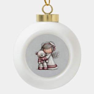Launischer Weihnachtsengel Keramik Kugel-Ornament