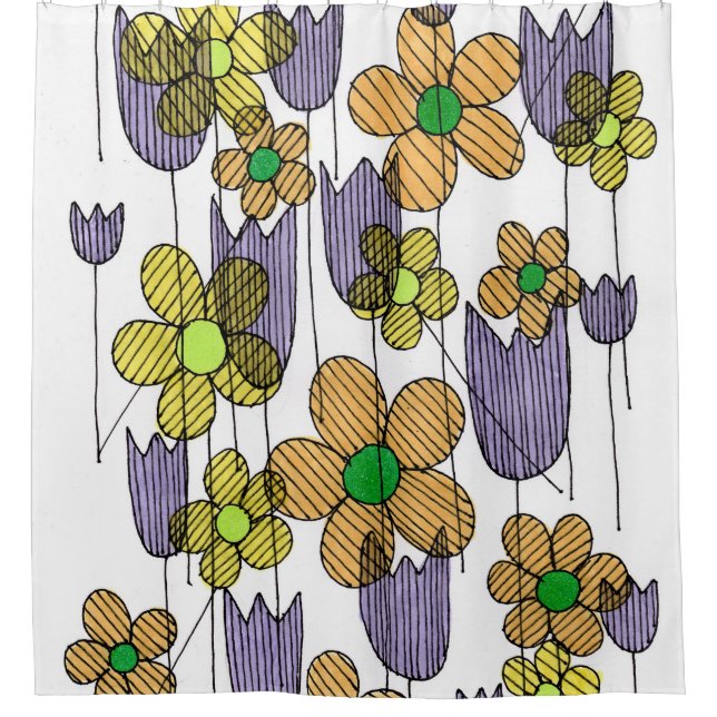 Launischer Zen-Doodle-Wildblumen-Duschvorhang Duschvorhang (Vorderseite)