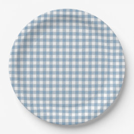 Launisches Blau Gingham Pappteller