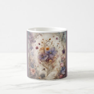 Launisches Blumendesign lila Flieder blau weiß Verwandlungstasse