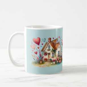 Launisches Cottagecore-Herzhaus-Kunst Kaffeetasse