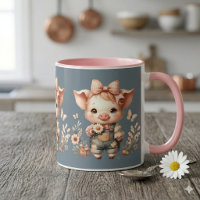 Launisches Ferkel in Pastell-Overall Blau