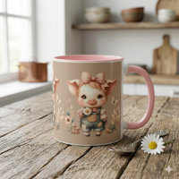 Launisches Ferkel in Pastell-Overall Braun