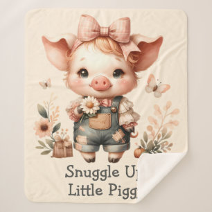 Launisches Ferkel in Pastell-Overalls Pfirsich Sherpadecke