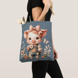 Launisches Ferkel in pastellfarbenen Overalls Blau