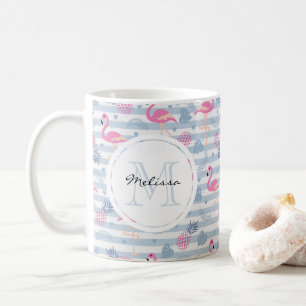 Launisches Flamingo- und Ananasmuster Kaffeetasse