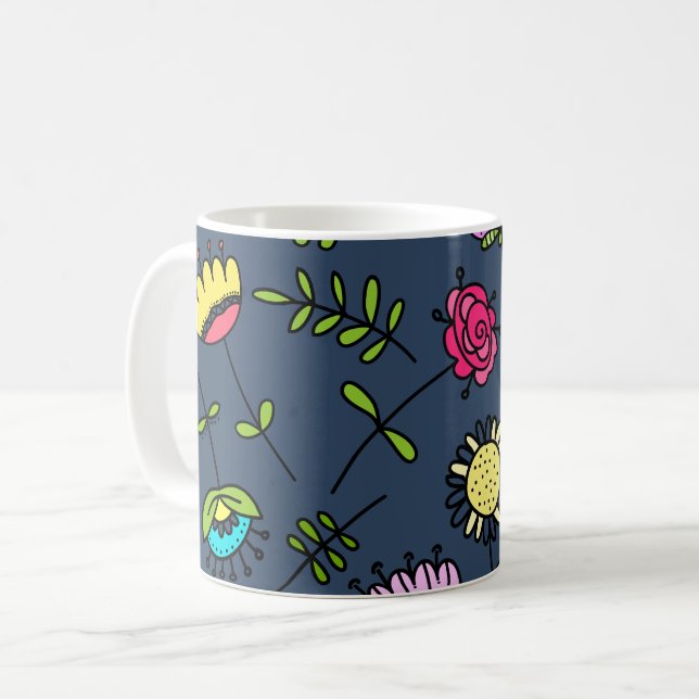 Launisches florales Muster Art Design Kaffeetasse (Vorderseite Links)