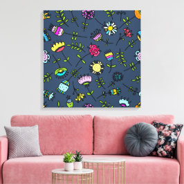 Launisches florales Muster Art Design Leinwanddruck