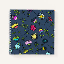 Launisches florales Muster Art Design Notizbuch