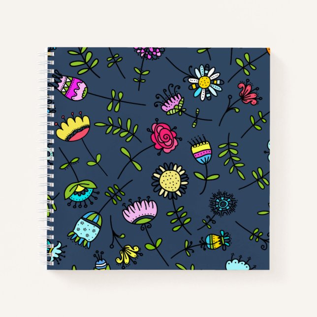 Launisches florales Muster Art Design Notizbuch (Vorderseite)