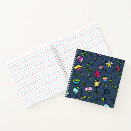 Launisches florales Muster Art Design Notizbuch