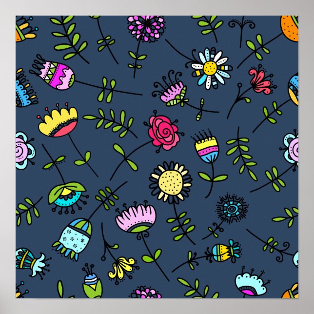 Launisches florales Muster Art Design Poster (Vorne)