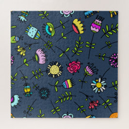 Launisches florales Muster Art Design Puzzle