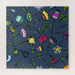 Launisches florales Muster Art Design Puzzle
