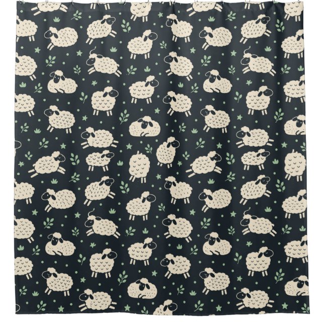 Launisches Fluffschaf-Muster Duschvorhang (Vorderseite)