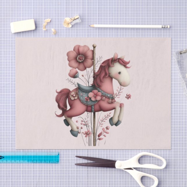 Launisches Karussellpferd Bild Seidenpapier (Handwerk)