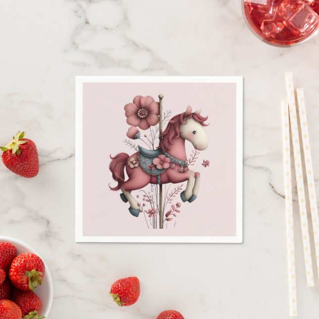 Launisches Karussellpferd Bild Serviette (Beispiel)