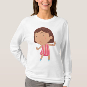 Launisches kleines Mädchen im rosa gestreiften Kle T-Shirt