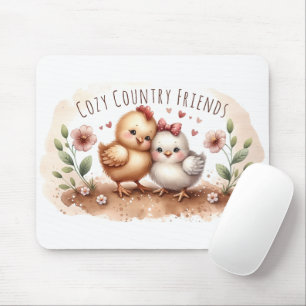 Launisches Küken-Duo Cottagecore-Wasserfarbe Mousepad