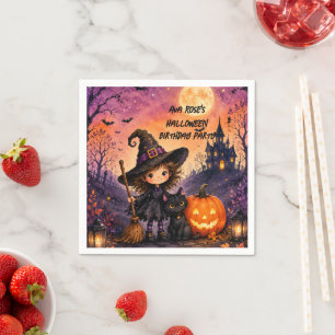Launisches Mädchen Hexe Halloween Geburtstagsfeier Serviette