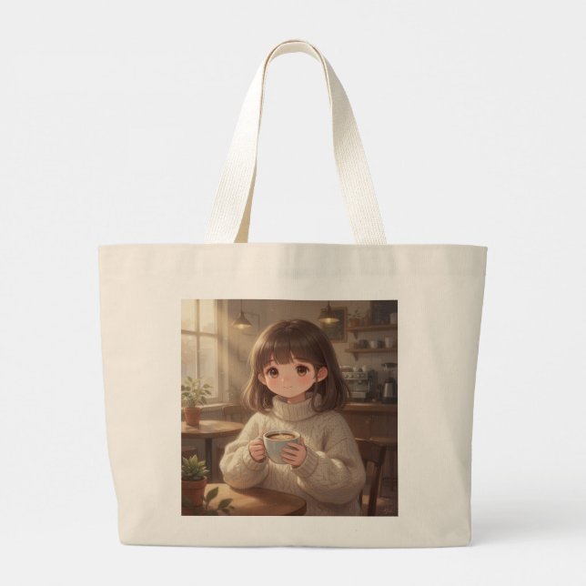 Launisches Mädchen mit Kaffeetüte Tasche (Rückseite)