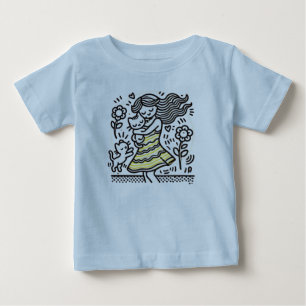 "Launisches Mädchen mit Kätzchen" Baby T-shirt