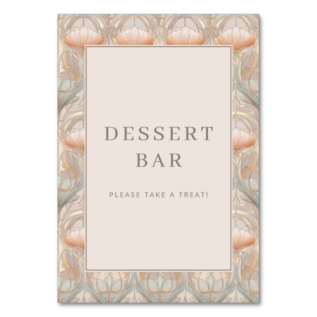 Launisches Pastell-Blumen-Dessertbar-Schild Tischnummer (Vorderseite)
