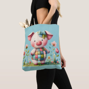 Launisches Patchwork-Schwein im Blumen-Garten