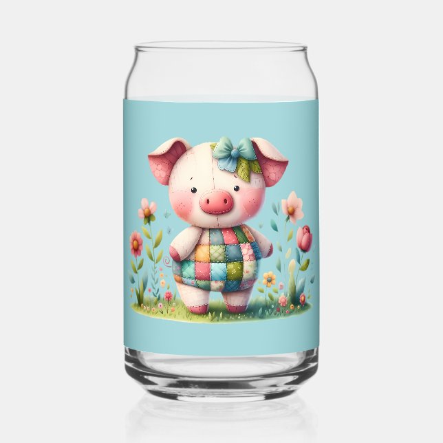 Launisches Patchwork-Schwein im Blumen Garten Dosenglas (Vorderseite)
