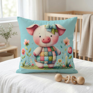 Launisches Patchwork-Schwein im Blumen Garten Kissen