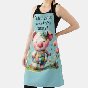 Launisches Patchwork-Schwein im Blumen Garten Schürze