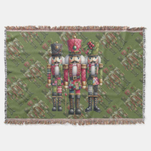 Launisches Patchwork-Weihnachts-Nussknacker-Trio Decke