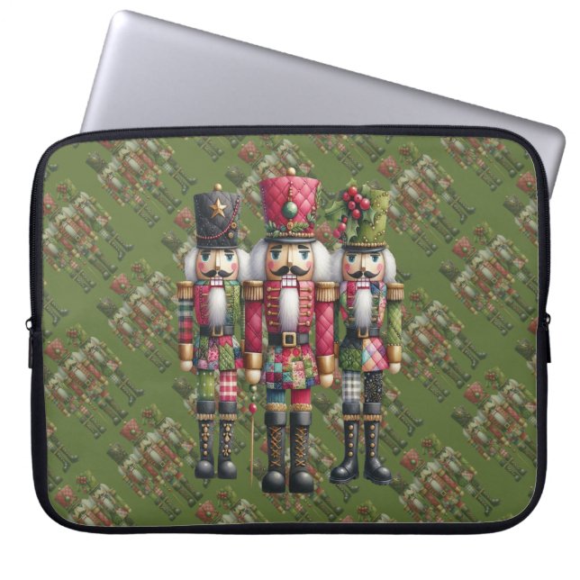 Launisches Patchwork-Weihnachts-Nussknacker-Trio Laptopschutzhülle (Vorderseite)