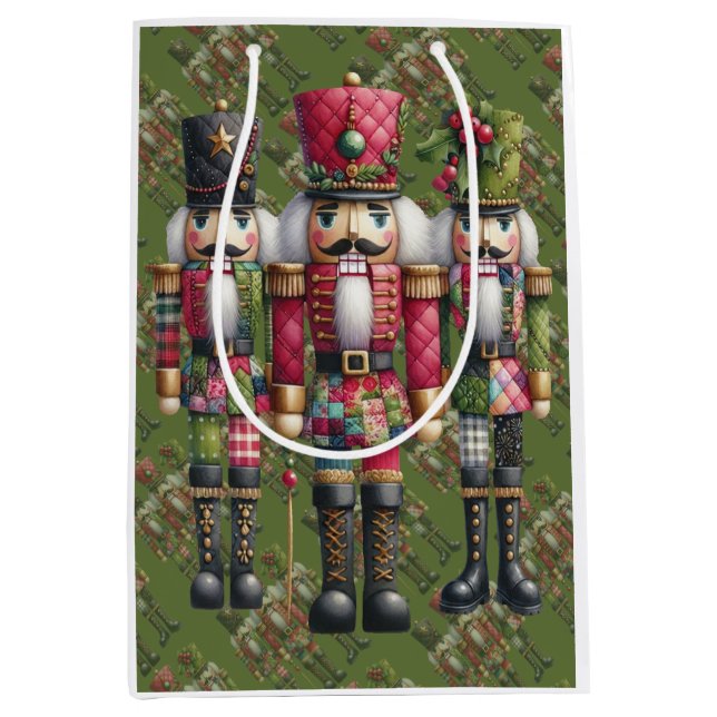 Launisches Patchwork-Weihnachts-Nussknacker-Trio Mittlere Geschenktüte (Vorderseite)